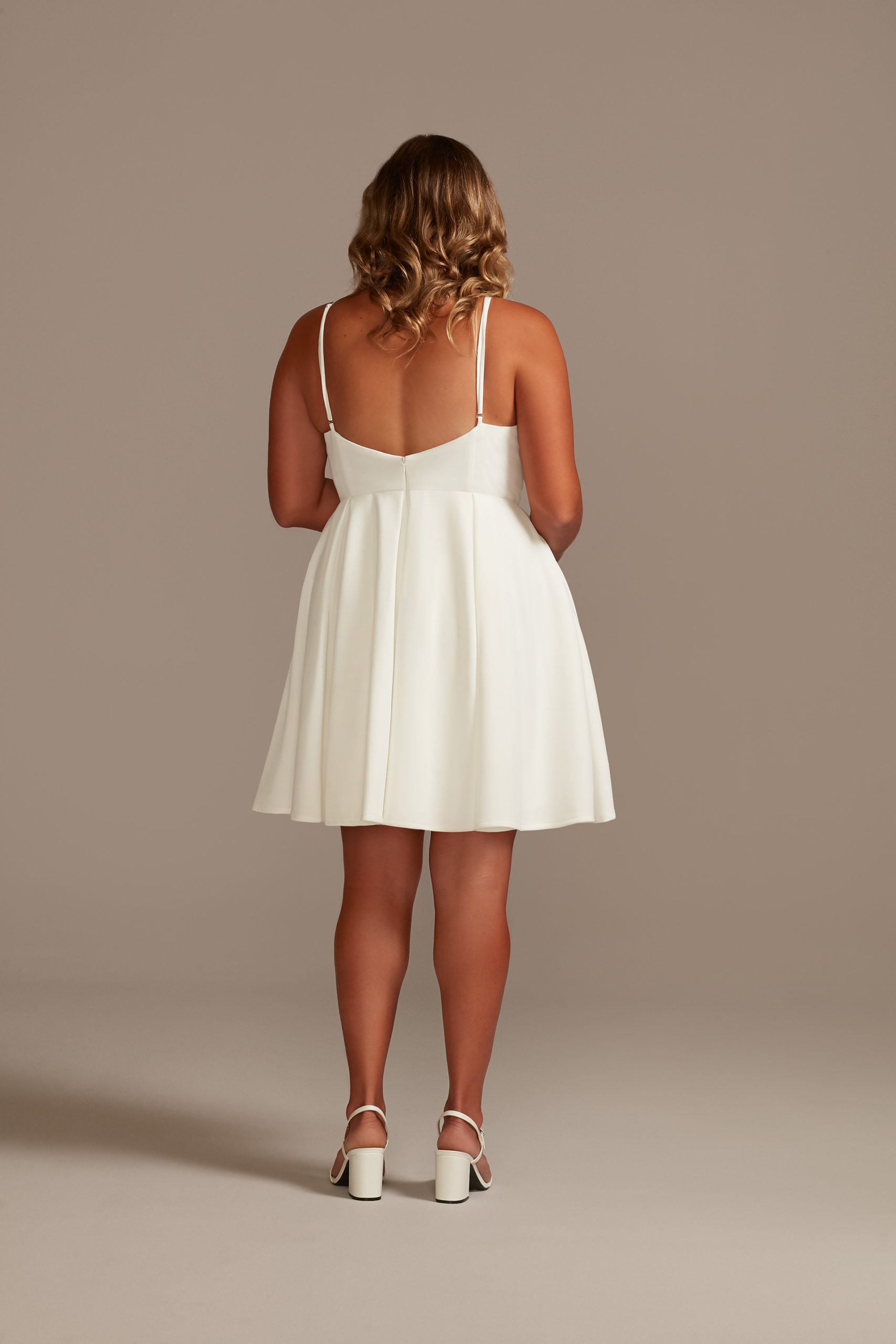 Spaghetti Strap Crepe Fit-and-Flare Dress