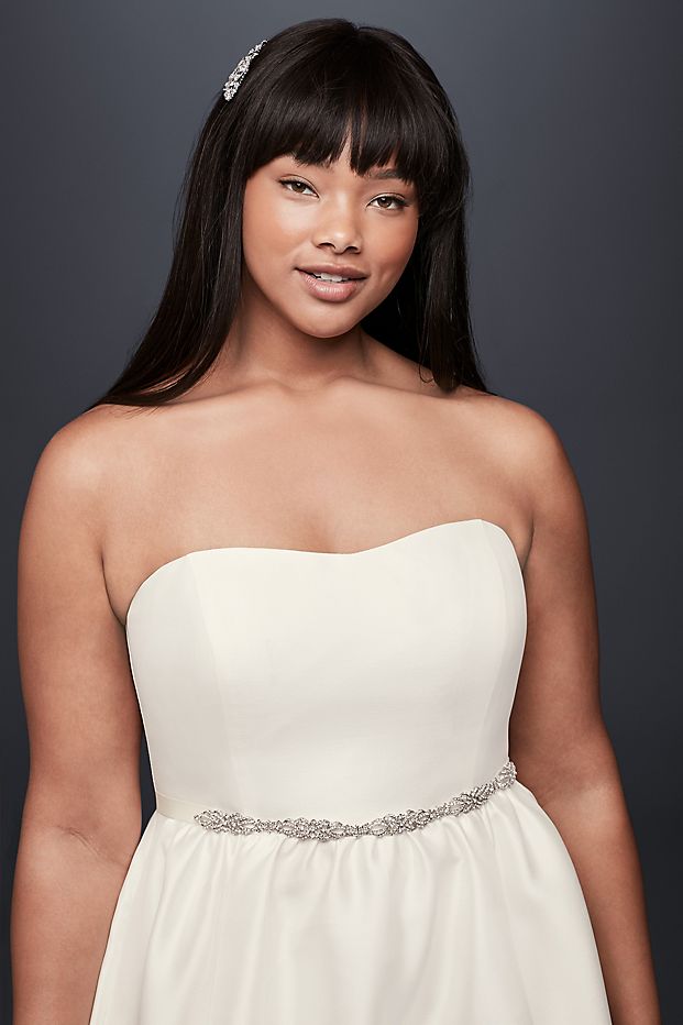 model in Mikado High-Low Dress