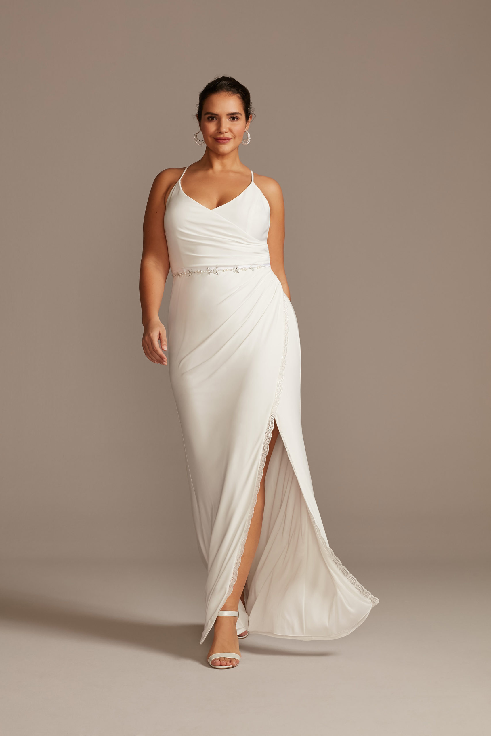 spaghetti strap courthouse wedding dress