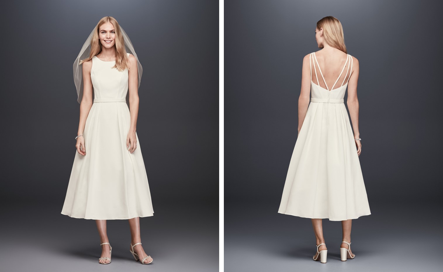 David's Bridal courthouse wedding dress featured in The Knot. DB Studio style SDWG2825.