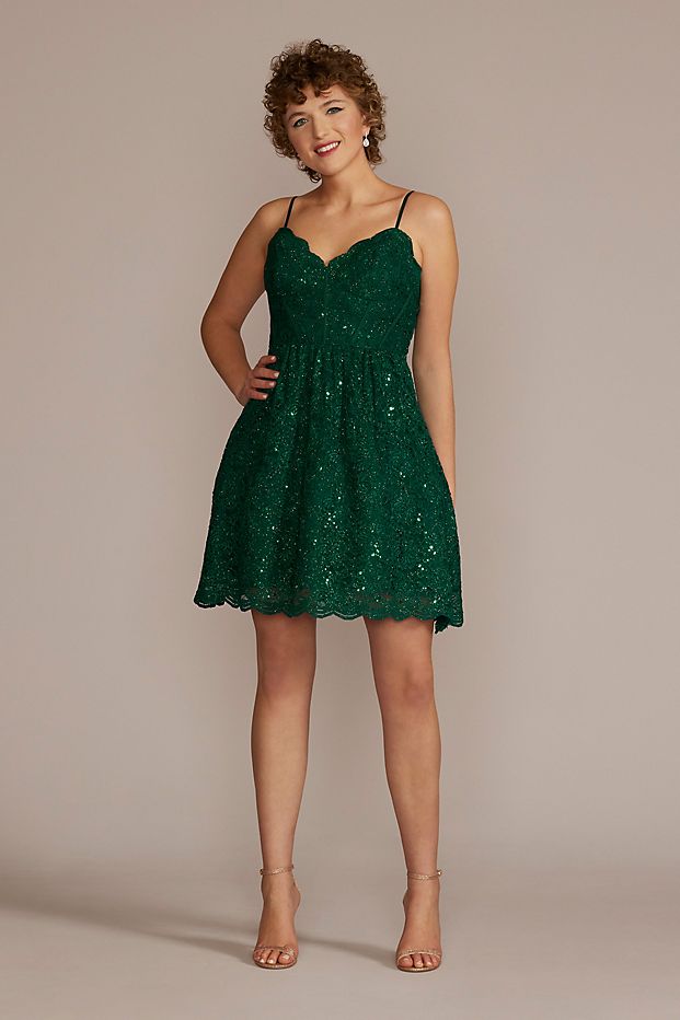 Woman in a short green dress