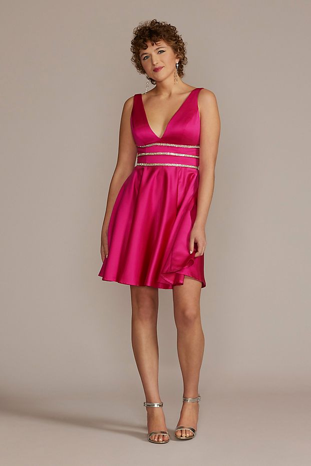 Woman in a short pink dress