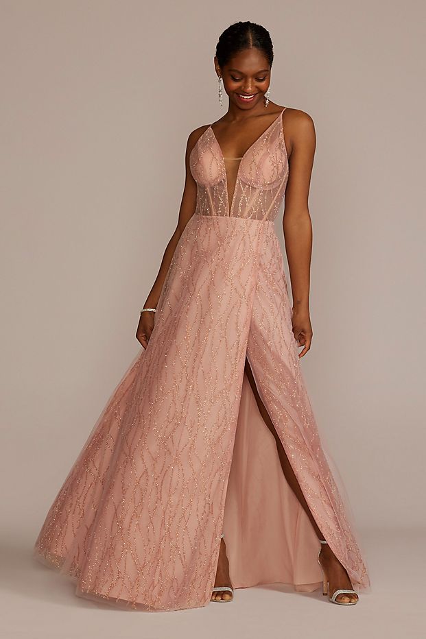 Woman in a dusty rose gown