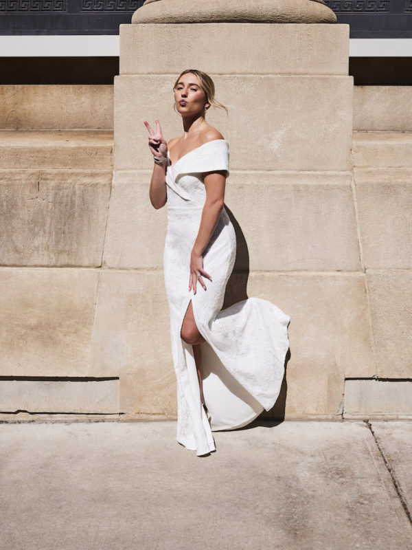 Off the shoulder wedding dress