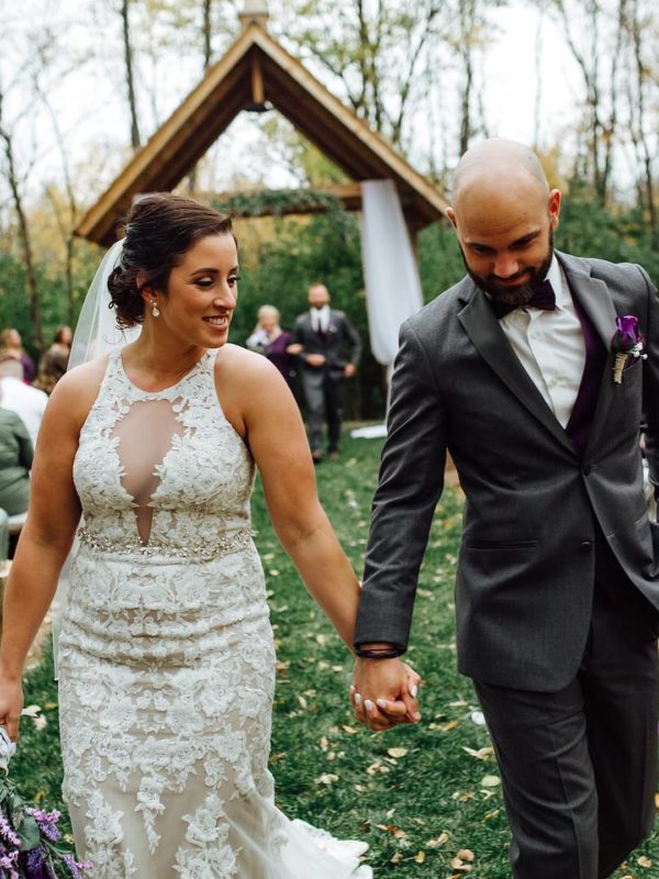 bride and groom at a small wedding