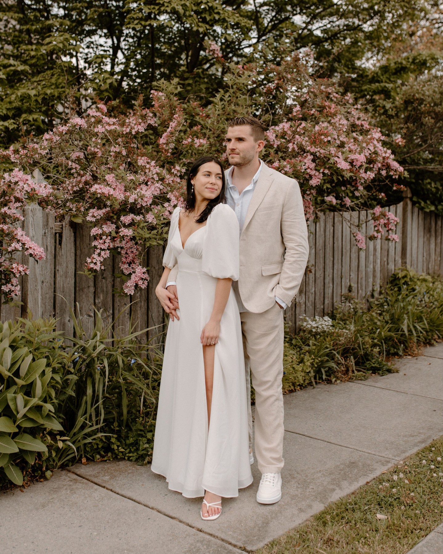 bride and groom in wedding attire