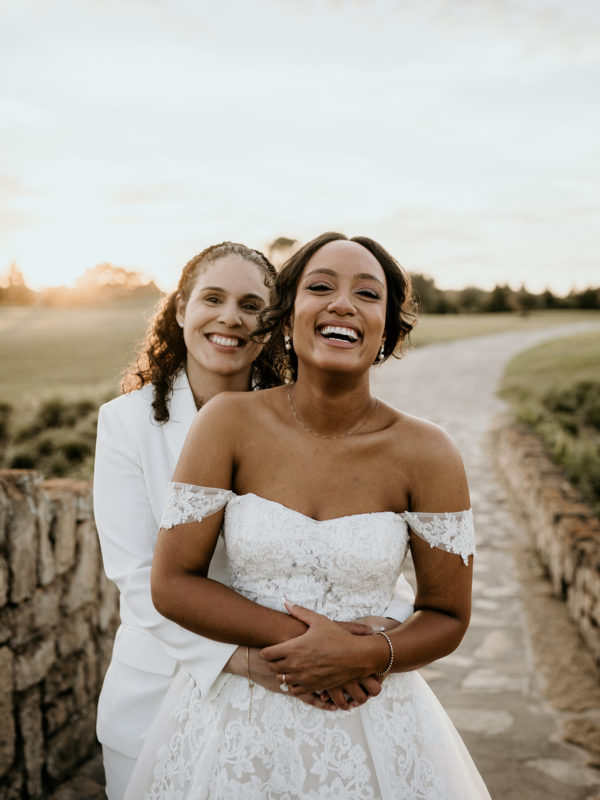 brides smiling