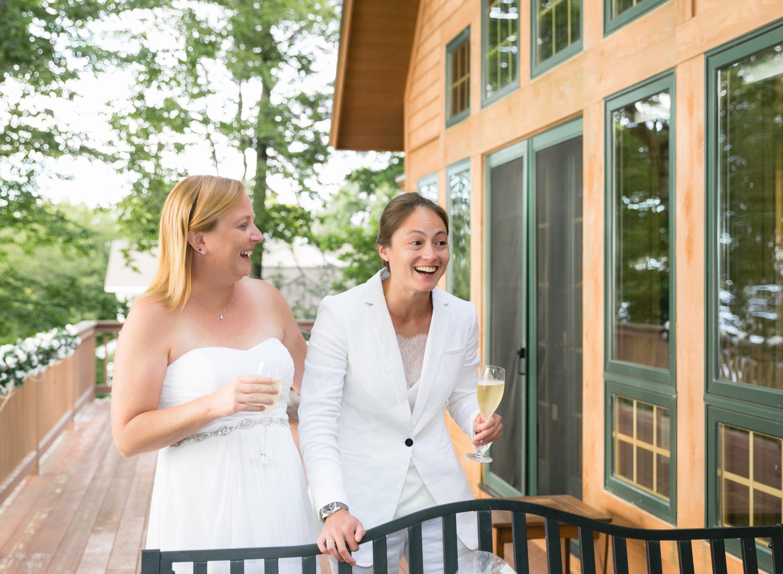Rachel and Sarah with Champagne