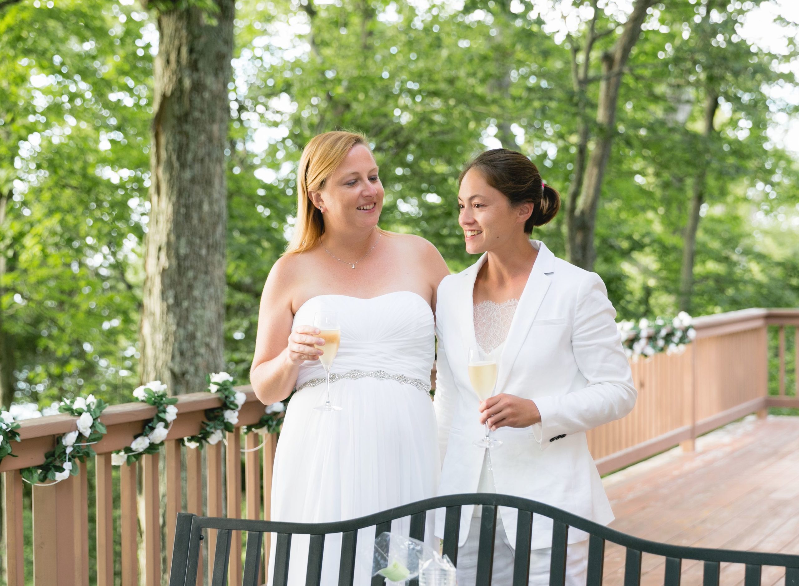 Rachel and Sarah Embracing before the wedding