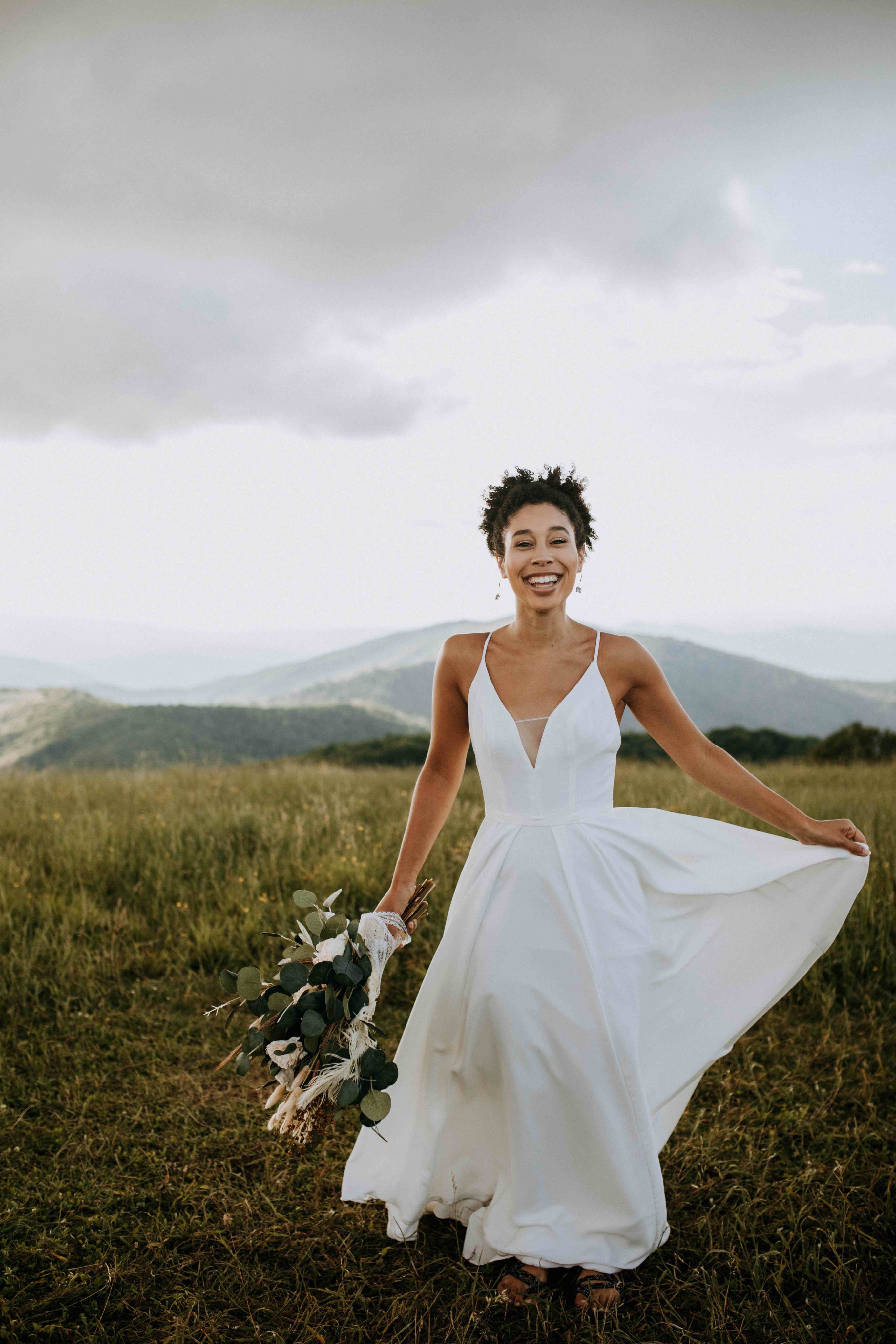Bride smiling at Camera
