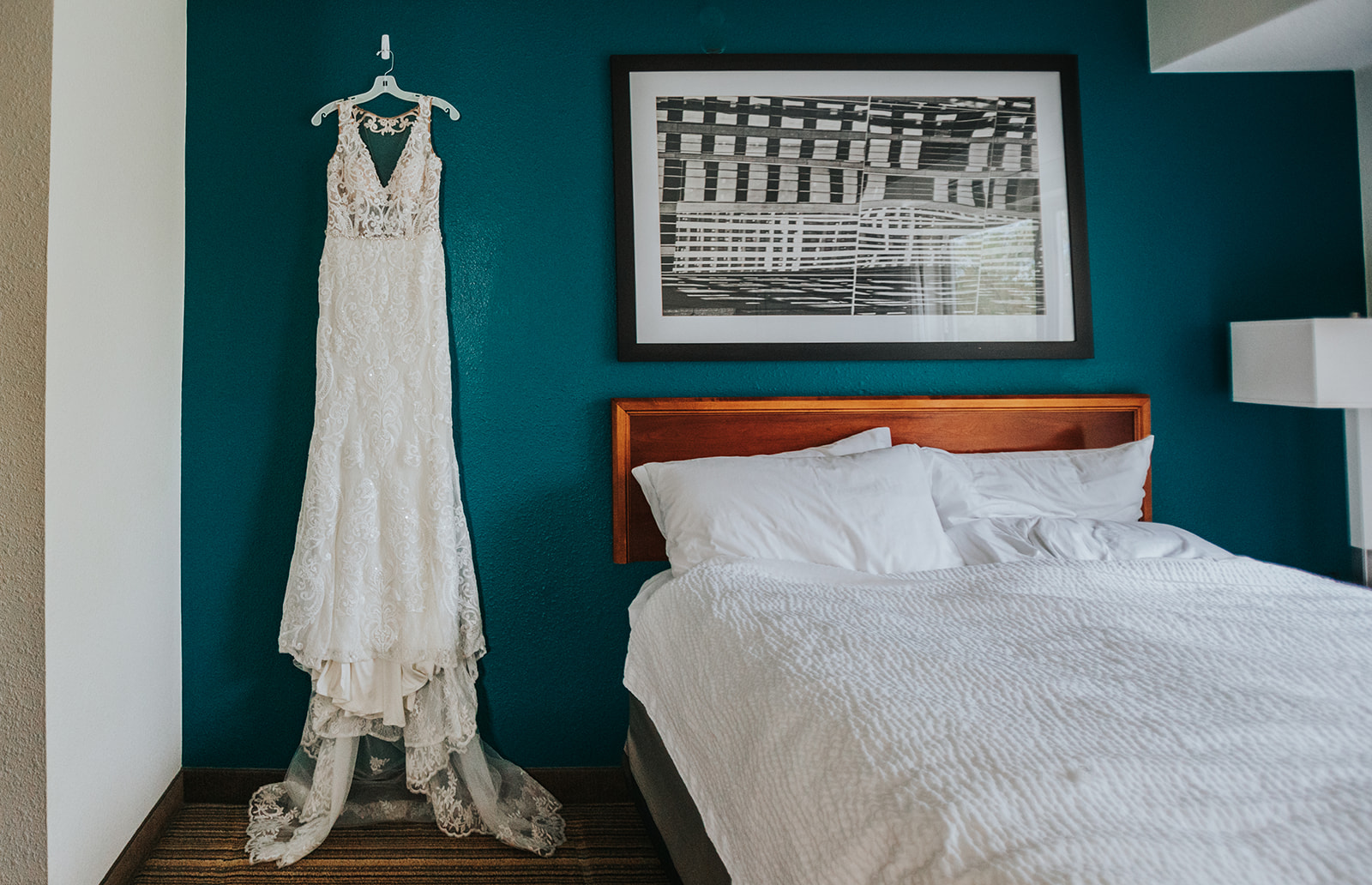 Hanging shot of wedding Dress