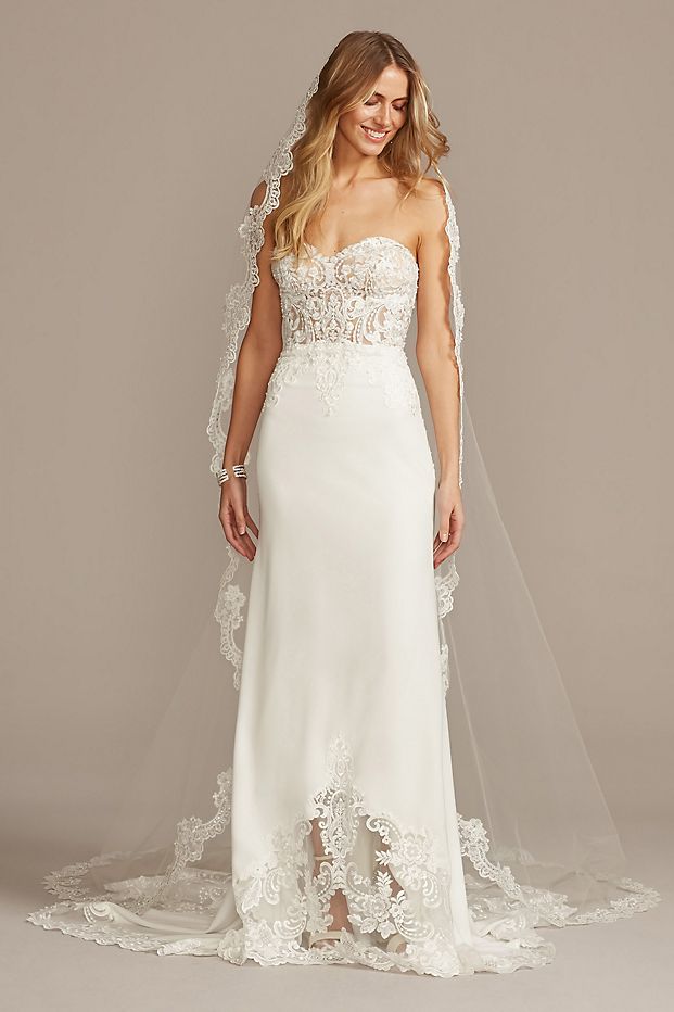 Sheer beaded bodice lace wedding dress