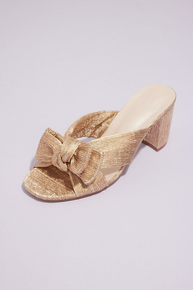 rose gold mule with bow