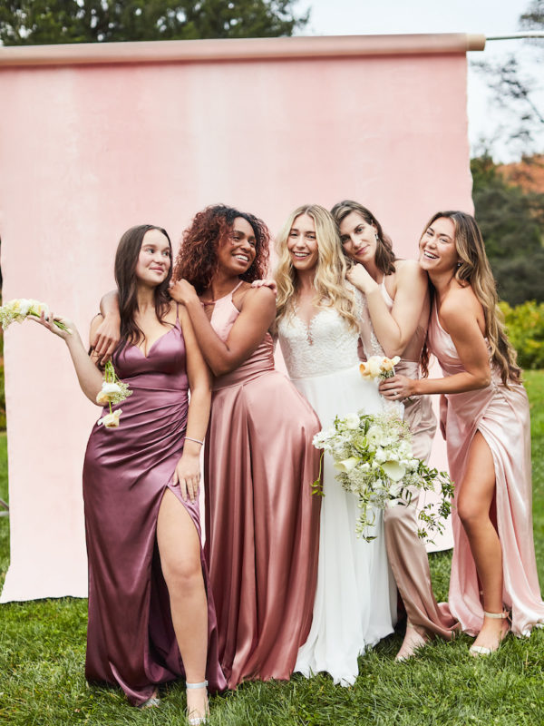 Bridal party and bride