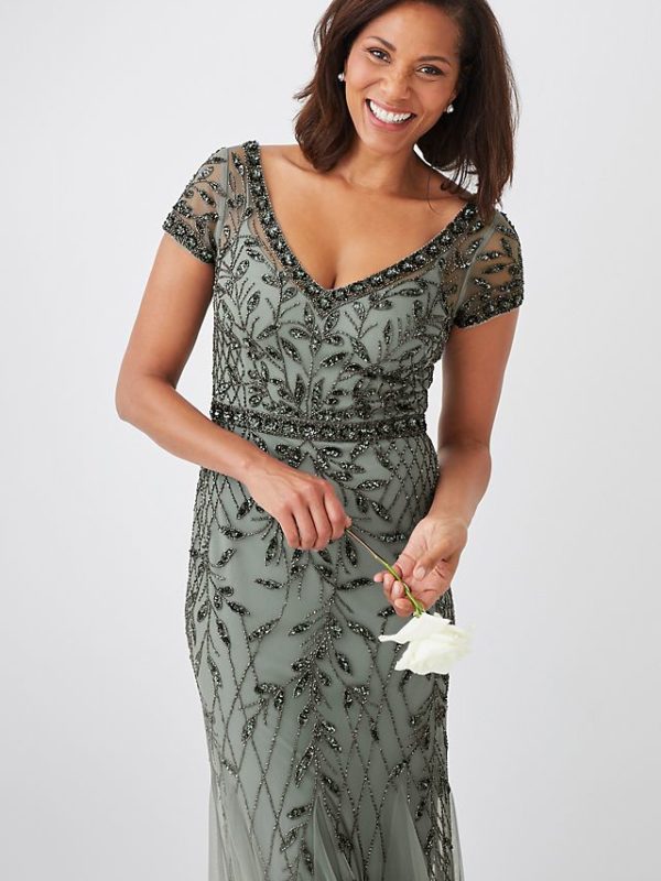 elegant beaded mother of the bride dress